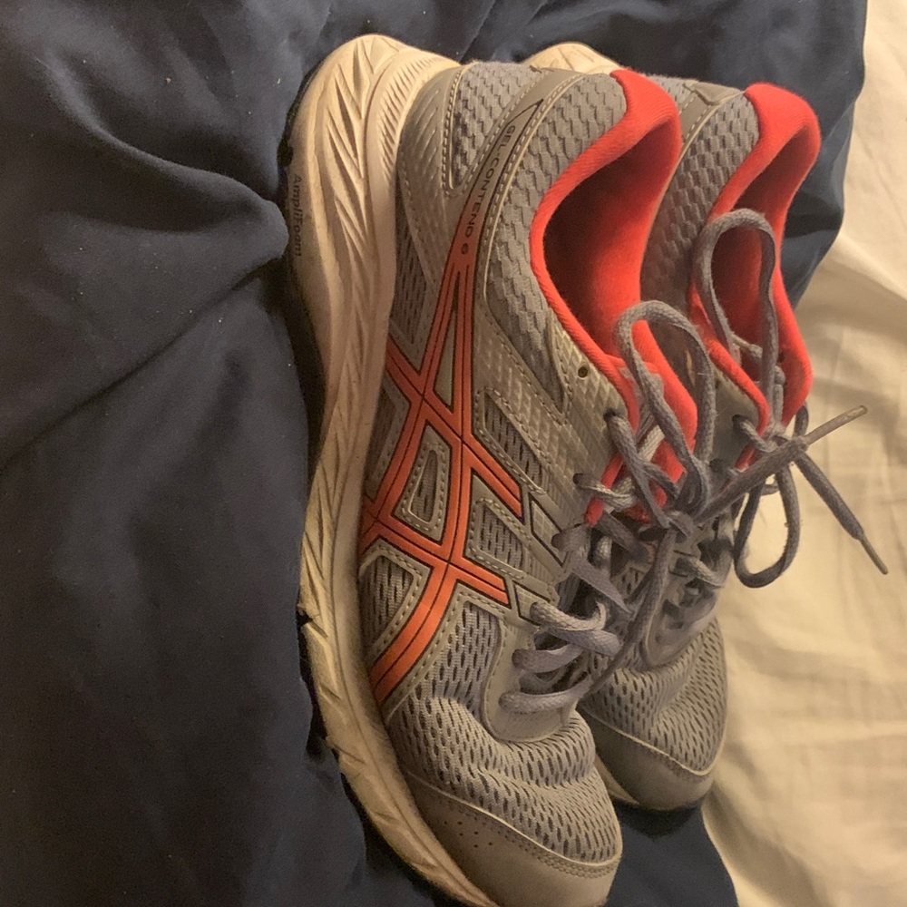 Asics Gray with Orange Accent Running Shoes